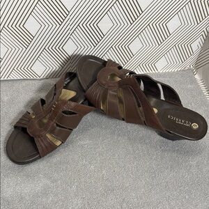 Earth Spirit sandals Melany Dark Brown Leather Sandals women’s size‎ 10 slip on